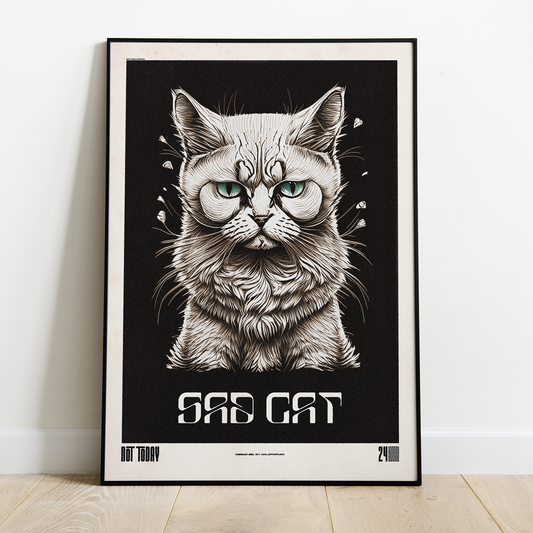 Melancholic Sad Cat Poster