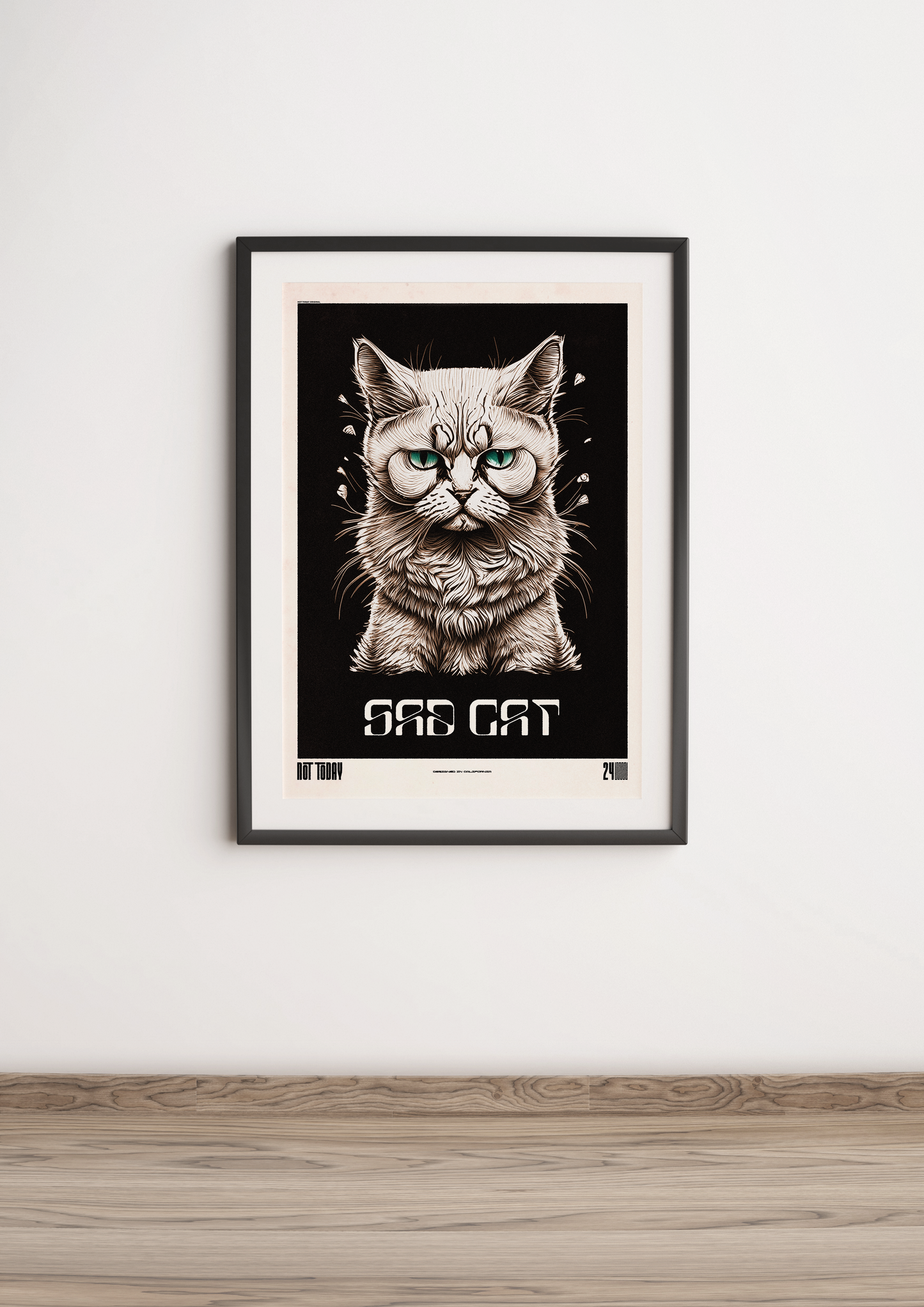 Melancholic Sad Cat Poster